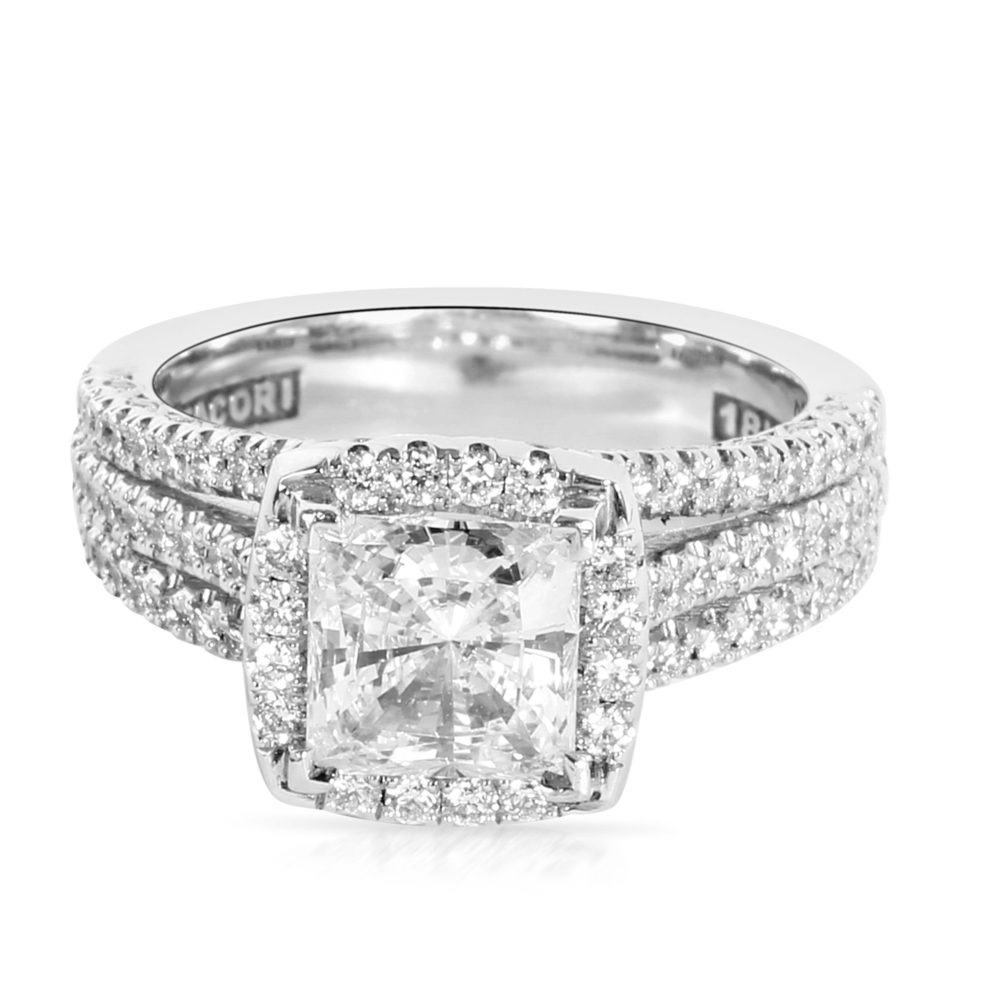 Tacori Diamond Princess Cut Engagement Ring Setting in 18K White Gold (0.78 CTW)